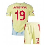 Maglie da calcio Spagna Lamine Yamal #19 Seconda Maglia Bambino Europei 2024 Manica Corta (+ Pantaloni corti)